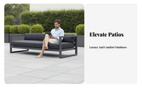 Minimalist Design Box-Frame Sofa Weather-Resistant Outdoor Furniture Modern Design Patio Set Long-Lasting Construction for Hotel Owners, Homeowners, Entertainers, Garden, Terrace, Balcony, Backyard