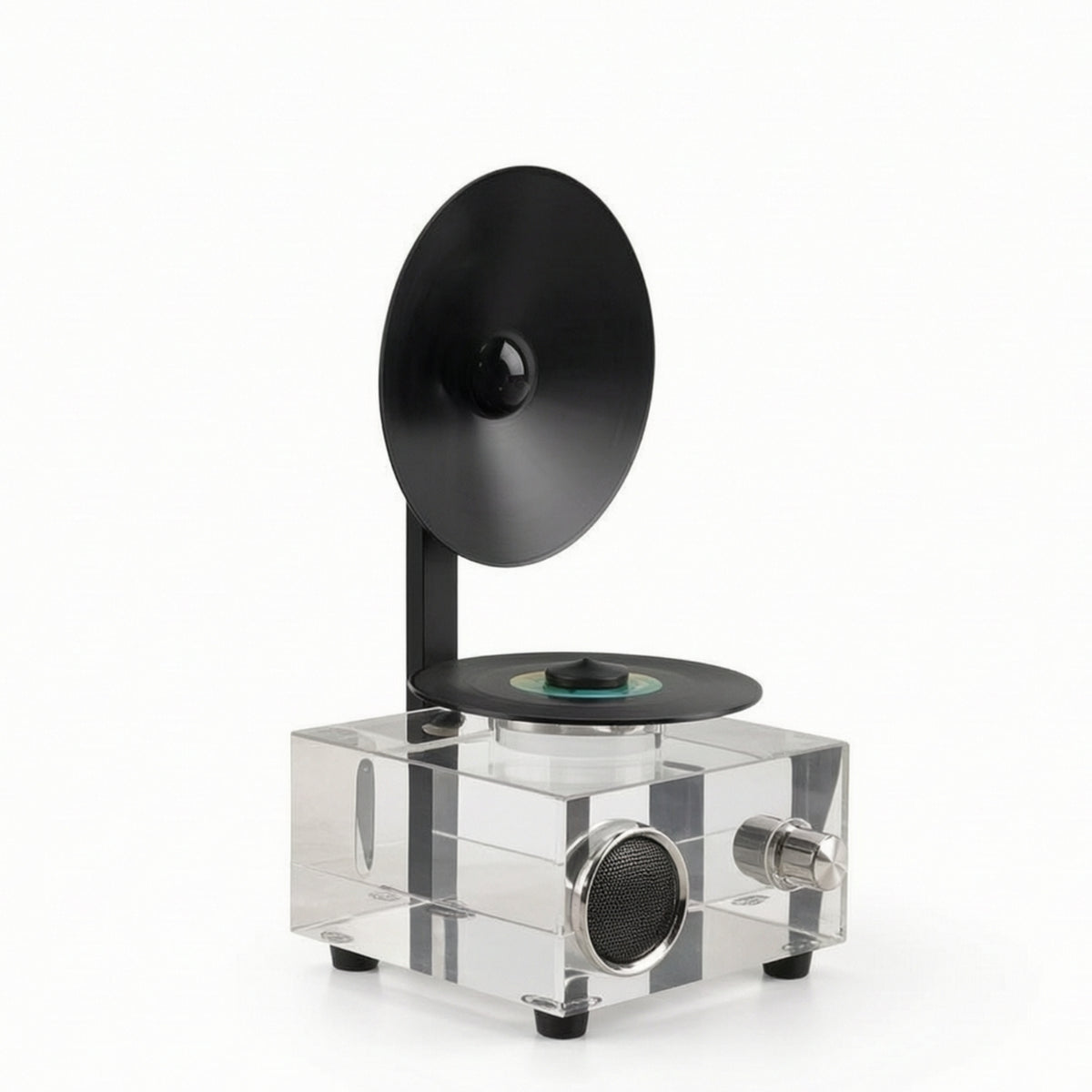 Gramophone with Acrylic Base Decorative Gramophone Ornament Tabletop Desktop Decoration for Living Room