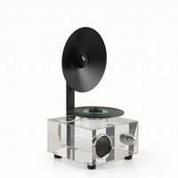 Gramophone with Acrylic Base Decorative Gramophone Ornament Tabletop Desktop Decoration for Living Room