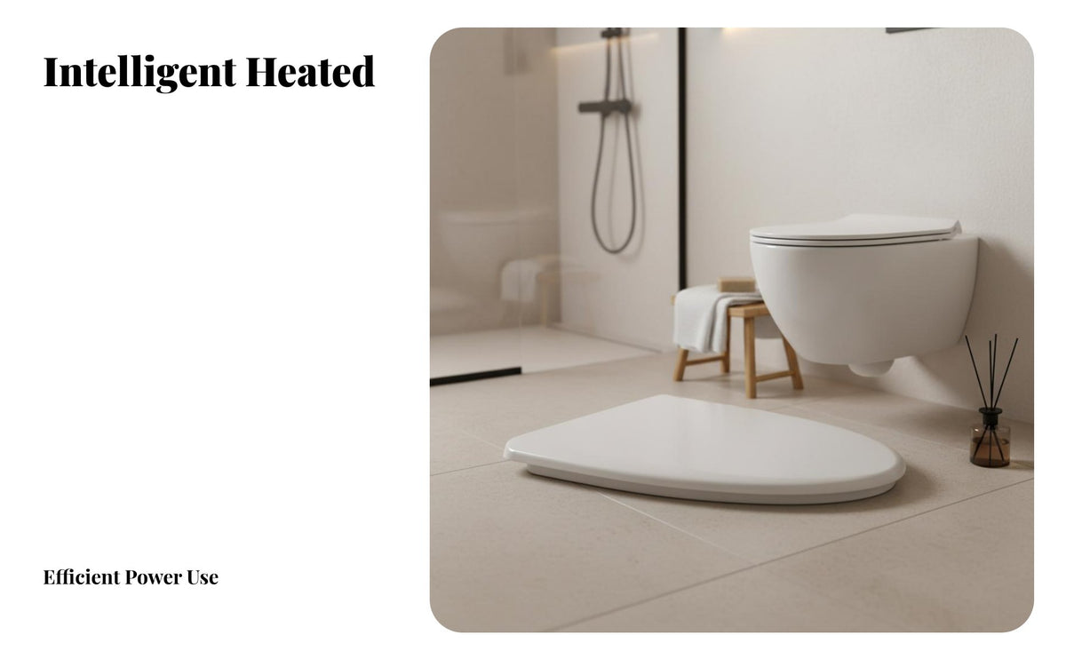 Intelligent Temperature Control Heated Smart Toilet Seat Leakage Protection Heated Toilet Seat Easy Installation Bathroom Fixture Energy Saving Mode for Seniors, People with Mobility Issues, Families, Hotel, Apartment, Home