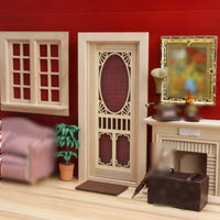 Dollhouse Screen Door Realistic Design 1:12 Scale Dollhouse Miniature Furniture Simple to Install
