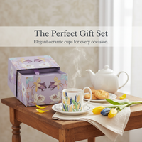 Tulip Coffee Mug and Saucer Set, French Afternoon Tea Cup Gift Box