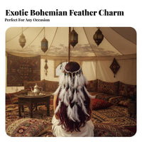 Bohemian Design Hairband Ethnic Inspired Bohemian Feather Headpiece Tribal Hair Accessory Exotic Design for Gathering S