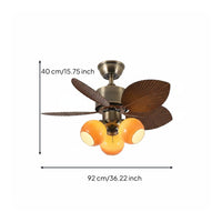Stained Glass Overhead Fan Silent Motor Vintage Overhead Fan Expansive Air Movement Chandelier for Restaurant, Dining Room