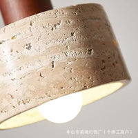 Vintage Bedside Pendant Light Retro Wabi-Sabi Style with Yellow Travertine for Hotel Restaurant