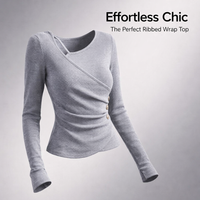 Long Sleeve T Shirts for Women with Ruched Waist Detail for Flattering Fit, Ladies Tops in Soft Polyester Material