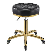 Adjustable Height Upholstered Vanity Stool Quiet Rolling Casters Upholstered Low-Back Task Seat Sturdy 5-Star Base Swivel Chair High-Rebound Foam for Makeup Enthusiasts, Home Office Workers, Beauty Salon, Barbershop, Medical Office, Dressing Room