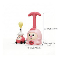 Cartoon-Style Balloon Powered Car with Launcher Battery-Battery-Independent Balloon Launcher Toy Set STEM Air-Powered Car Toy Interactive for Children, Toddlers, Indoor Racing, Playroom