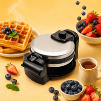 Double-Sided Heating Electric Waffle Waffle Iron Nonstick Surface Rotating Waffle Waffle Iron Temperature Control Breakfast Appliance Indicator Lights
