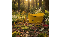 Decorative Iron Tricycle Garden Wagon Vintage Rustic Flower Display Wagon Rust Finish Wagon Planter Small Size for Photography Prop