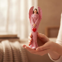 Angel Sculpture with Heart Faceless Heart-Holding Angel Figurine Resin Decor for Decorators, Collectors, Shelf, Mantel, Holiday Display