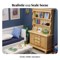 Handmade Dollhouse Display Cabinet Opening Doors 1:12 Scale Cabinet Detailed Craftsmanship 1/12 Scale Dollhouse Hutch Classic Design for Collectors, Hobbyists