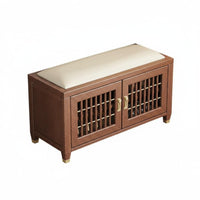 New Chinese design Upholstered Shoe Changing Stool durable Wood Frame Upholstered Shoe Rack Seat High Load Capacity Entrypath Bench Easy to Clean for Homeowners, Families, Adults, Foyer, Living Room, Bedroom, Closet