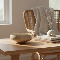 Wood Grain Lichen Bowl Handcrafted Look Tabletop Decorative Dish
