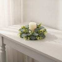 Tabletop Eucalyptus Candle Wreath Natural-Looking Candle Wreath with Eucalyptus Leaves Faux Decor Lifelike for Dining Table