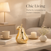 Home Decoration Ceramic Pear Figurine with Glossy Lustrous Finish for Living Room Decor, Modern Porcelain Ornament Statue, Decorative Piece