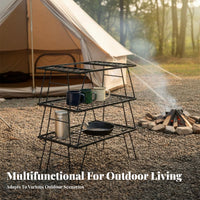 Foldable Utility Table Foldable 2-Tier Modular Rack Multi-Functional Camping Equipment for Campers, Outdoor Enthusiasts, Campsite, Picnic, Backyard