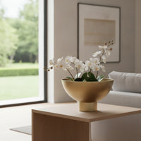 Gold Metal Planter with Pedestal Tabletop Bowl Planter Decorative Table Centerpiece Wide-Mouth for Indoor