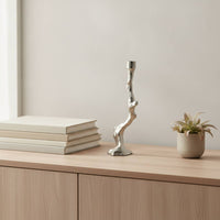 Taper Candle Holder Curved Candlestick with Weighted Base Aluminum Candle Holder with Weighted Base for Restaurant