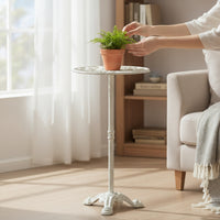 Cast-Iron Plant Stand Metal Flower Stand with Tri-Footed Base Plant Pedestal with Scroll Pattern Decorative Display Planter