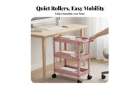 With casters 3-Tier Rolling Organizer Easy to Move 3-Tier Rolling Shelf Multi-Purpose Storage Trolley Space-Saving for Apartment Dwellers, Office Workers, Under Desk, Small Spaces, Living Room, Bedroom