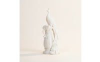 Peacock Statue with Pedestal Imitation Jade Peacock Sculpture Ivory-White Decor for Home Stylists, Entryway, Wedding