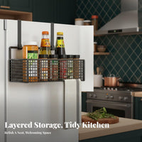 Includes Hooks Refrigerator Side Rack Space-Saving Design Kitchen Organizer Multi-Tier Hanging Shelf High Capacity for Apartment Dwellers, Home Cooks, Homeowners, Small Apartments, Pantry, Laundry Room