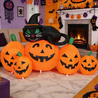 Inflatable Pumpkin with Cat Cute-Spooky Pumpkin Cat Inflatable Quick Setup Inflate Decoration for Lawn