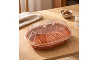 Bread Basket with Acrylic Cover Transparent Rattan Basket with Acrylic Lid Low-Profile for Bakeries
