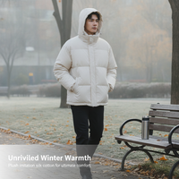 Men's Winter Hooded Puffer Jacket Loose Fit Cotton Padded Coat
