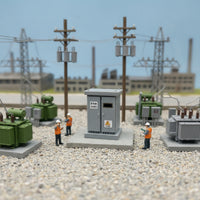 Industrial Miniature Transformer Box Compact Utility Cabinet Ribbed Scenery Grey for Dioramas