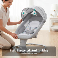 Bluetooth Enabled Automatic Rocking Cradle Adjustable BA and Ckrest Electric Baby Cradle Lie-Flat Position Infant Rocker Built-in Music for Infants, Newborns, Toddlers, Rest Time, Living Room, Bedroom, Indoors