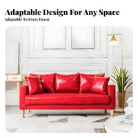 Modern Design Faux Leather Settee Comfortable Sofa Solid Wood Legs Couch Easy to Clean for Apartment Dwellers, Business Owners, Living Room, Coffee Shop, Retail Shop, Reception Area