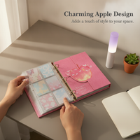 Pink Apple Shaped A5 Photocard Binder with Magnetic Closure, 4-Pocket Pages for Kpop Photocards