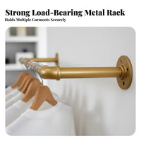 Retro Design Industrial Pipe Clothes Rack Space Saving Wall Mounted Garment Bar Easy to Install for Retail Shop, Boutique, Walk-in Closet