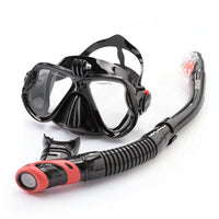 Anti-Fog Dry Snorkel Set Tempered Glass Snorkel Mask with Camera Mount Comfortable Snorkeling Mask Wide View for Divers, Beach Vacation