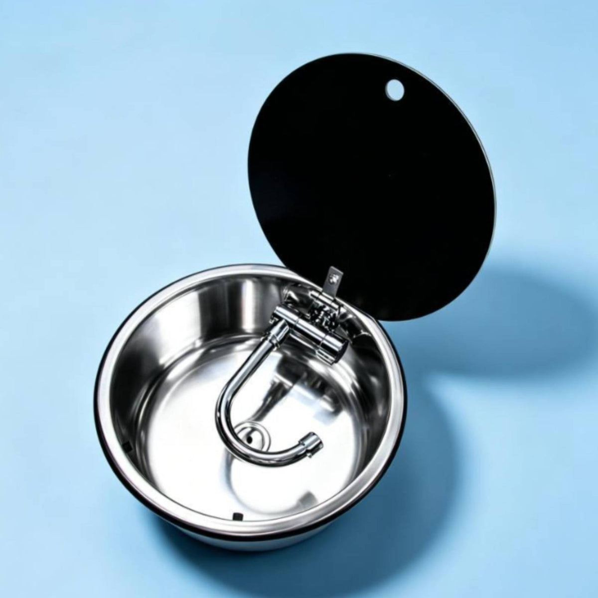 Round Stainless Steel Sink  Faucet Wash Basin Rust Resistant Plumbing Fixture