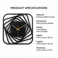 3D Acrylic Wall Clock for Living Room, Modern Design Frameless, Round Mirror Decor, Battery Operated, Office Bedroom Living Room (CC319)