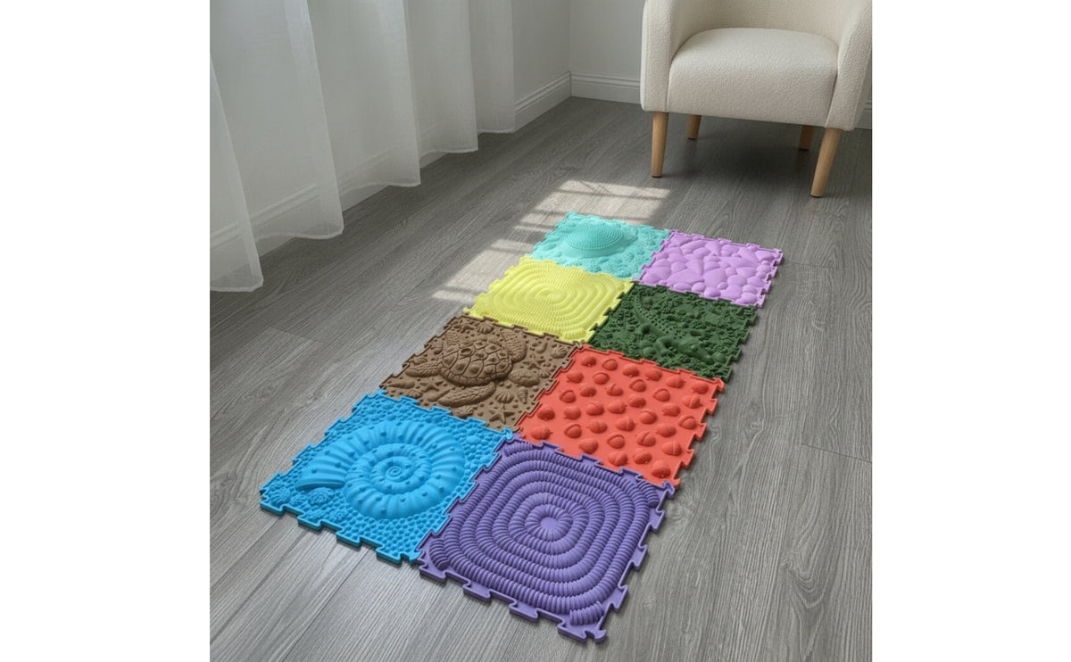 Textural Modular Sensory Puzzle Mats Non-Slip Textured Floor Tiles Tiles for Kids