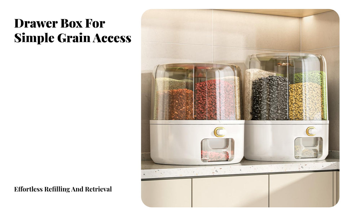 360° Rotation Rotating Grain Dispenser Moisture-Proof Rotating Rice Storage Container Sealed Design