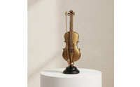 Violin Figurine Golden Violin Decor with Base Material Tabletop Ornament for Violinists, Bookshelf, Office Desk