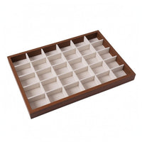 Beige Lined Walnut Jewelry Tray Slim Divided Jewelry Tray Raised Rim Household Storage Rectangular