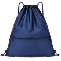Drawstring Backpack with Zip Pocket Soft-Sided Drawstring Backpack Sackpack Portable Cinch Sack Sturdy for Gym, Travel