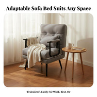Reclining Function Convertible Armchair Space-Saving Design Pull-out Sleeper Armchair Adjustable Backrest Sofa Bed Easy Conversion for Apartment Dwellers, Not on Ice Workers, College Students, Bedroom, Balcony, Small Apartments