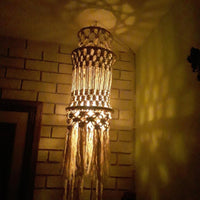Handmade Macrame Lampshade Bohemian Tassel Lampshade Fringe Boho Light Cover Handwoven for Reading Corner