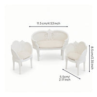 3 Pieces Dollhouse Chairs with Cushions Rattan Look Miniature Chairs with Cushions Realistic Furniture for Miniaturists, Photo Scenes