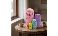 Painted Wooden Nesting Doll Set Stacking Russian Nesting Dolls Traditional Toy Handmade for Nursery