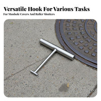 Multi-Functional Manhole Cover Hook Rust-Resistant Manhole Cover Lifter Heavy Duty for Municipal Workers, Construction Sites, Warehouses