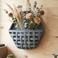 Hexagonal Wall Basket Openwork Wooden Wall Basket Decorative Storage Home Decor