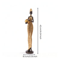African Woman Figurine Cultural African Woman Statue Slender Figurine with Bowl for Living Room